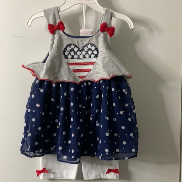 Toddler Girl Little Lass Red/White/Blue 2 pc set Size 3T